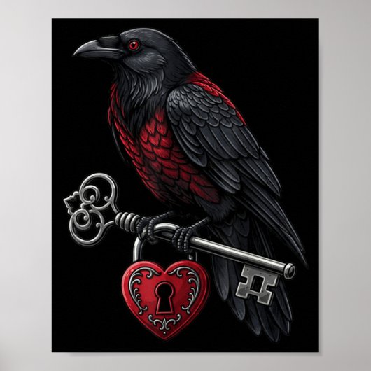 Funny Black Crow Black Bird Funny Crow Valentines  Poster (Vorne)