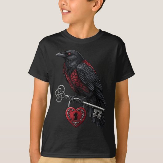 Funny Black Crow Black Bird Funny Crow Valentines T-Shirt (Vorderseite)