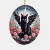 Funny Black Demon und Angel Cat Keramik Ornament (Rechts)
