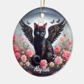 Funny Black Demon und Angel Cat Keramik Ornament (Links)