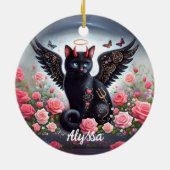 Funny Black Demon und Angel Cat Keramik Ornament (Hinten)