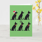 Funny Black Dog Grid Weihnachtskarte Santa Reindee Karte (Gelbe Blume)