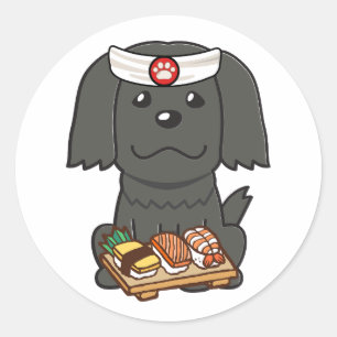 Funny Black dog ist ein Sushi-Koch Runder Aufkleber