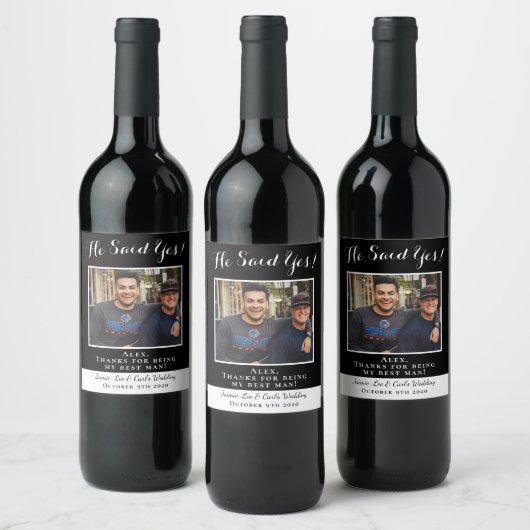 Funny Black Er sagte Yes Foto Danke Trauzeuge Weinetikett (Flaschen)