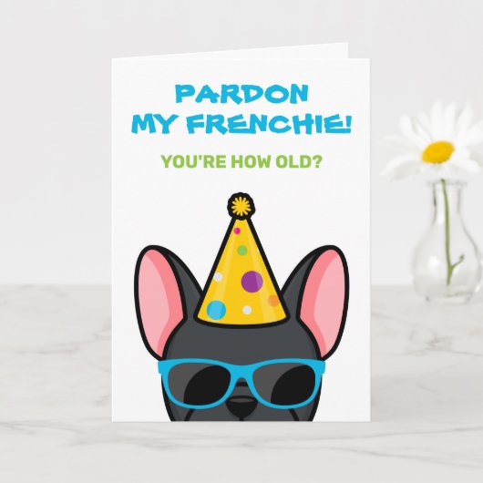 Funny Black French Bulldog Frenchie Birthday Card Karte (Kleine Pflanze)
