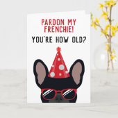 Funny Black French Bulldog Geburtstag Karte (Gelbe Blume)