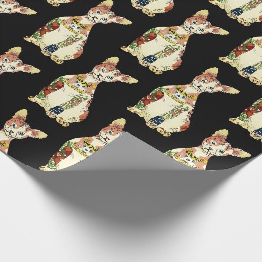 Funny Black Gangster Sphynx Cat Cartoon Pattern Geschenkpapier (Ecke)