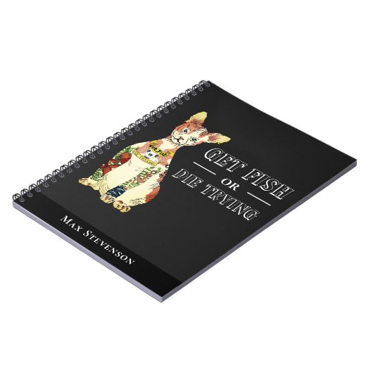 Funny Black Gangster Sphynx mit Tattoos Cat Vater Notizblock (Linke Seite)