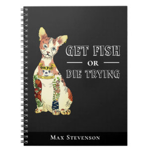 Funny Black Gangster Sphynx mit Tattoos Cat Vater Notizblock