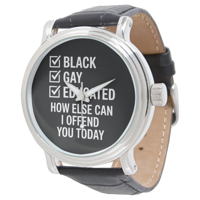 Funny Black Gay Pride unterstützt LGBTQ-Rechte Armbanduhr (Schrägansicht)