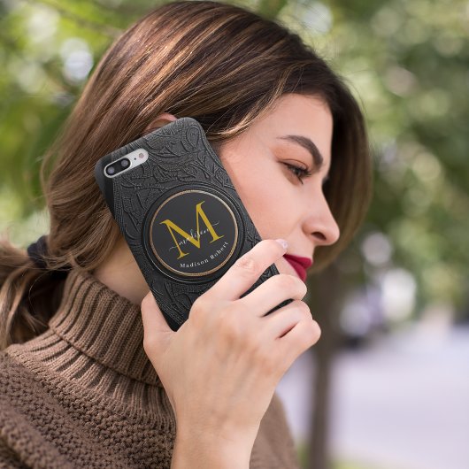Funny Black Golden Luxury Script Monogram Initial Case-Mate iPhone Hülle