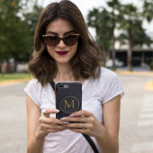 Funny Black Golden Luxury Script Monogram Initial Case-Mate iPhone Hülle