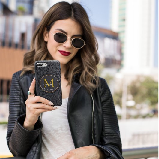 Funny Black Golden Luxury Script Monogram Initial Case-Mate iPhone Hülle