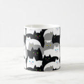 Funny Black Gray and White Kitty Cat Pattern Kaffeetasse (Mittel)