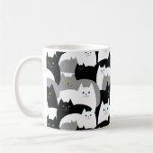 Funny Black Gray and White Kitty Cat Pattern Kaffeetasse (Links)
