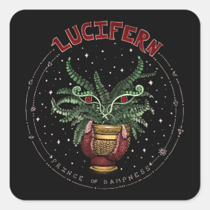 Funny Black Halloween-Party Pflanze Demon Lucifern Quadratischer Aufkleber