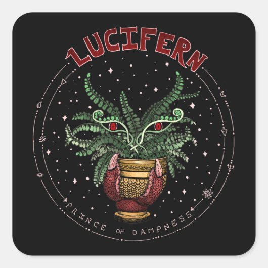 Funny Black Halloween-Party Pflanze Demon Lucifern Quadratischer Aufkleber (Vorderseite)