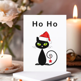 Funny Black Ho Ho Weihnachtsmann Weihnachtskatze Postkarte