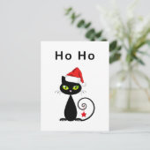 Funny Black Ho Ho Weihnachtsmann Weihnachtskatze Postkarte (Stehend Vorderseite)