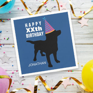Funny Black Lab Hund Geburtstag hat Ihr Alter Name Serviette