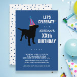 Funny Black Lab Hund Geburtstagsparty Einladung<br><div class="desc">Die perfekte Geburtstagsfeier für Hundefreunde mit einem schwarzen Lab-Hund mit festlichem Party - einfach nur Ihre persönlichen Daten hinzufügen. Ändern Sie einfach die Hintergrundfarbe,  indem Sie auf Anpassen klicken und zum Farbwähler scrollen. Funktioniert gut für Kinder und Erwachsene Geburtstagspartys.</div>