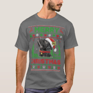 Funny Black Lab Hund Lover Tree Weihnachtsleuchten T-Shirt