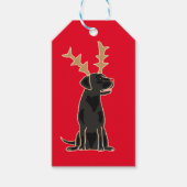 Funny Black Lab mit Rentier Antlers Weihnachten Geschenkanhänger (Vorderseite)