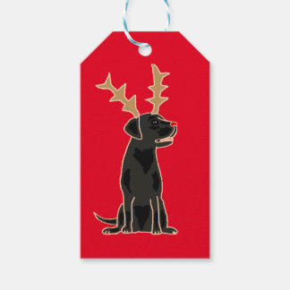 Funny Black Lab mit Rentier Antlers Weihnachten Geschenkanhänger