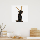 Funny Black Lab mit Rentier Antlers Weihnachten Poster (Küche)