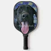 Funny Black Lab Personalisierter Text Pickleball Schläger (Vorderseite)