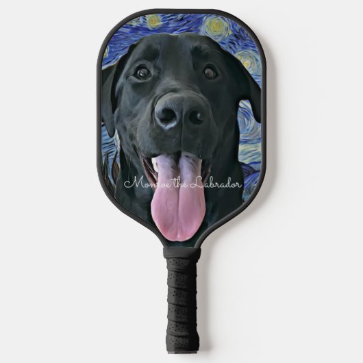 Funny Black Lab Personalisierter Text Pickleball Schläger (Vorderseite)
