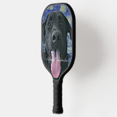 Funny Black Lab Personalisierter Text Pickleball Schläger (Links)
