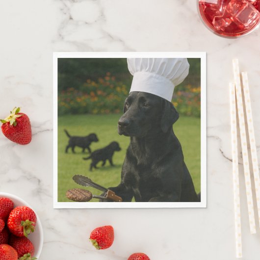 Funny Black Labrador BBQ ChefSummer Dinner Serviette (Beispiel)