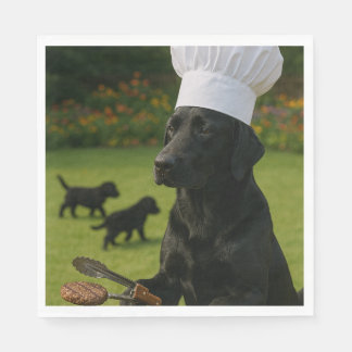 Funny Black Labrador BBQ ChefSummer Dinner Serviette