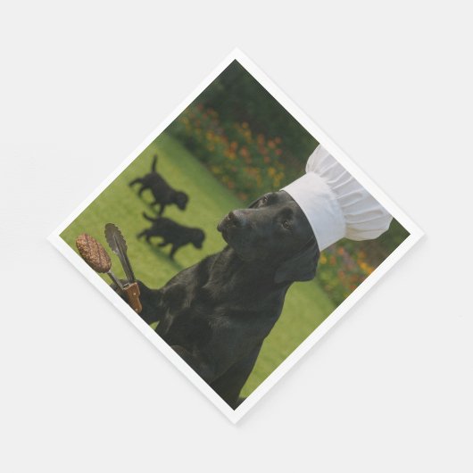 Funny Black Labrador BBQ ChefSummer Dinner Serviette (Ecke)