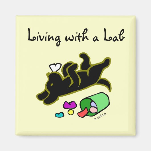 Funny Black Labrador Cartoon Illustration Magnet (Vorne)