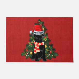 Funny Black labrador festliche rote Burlap Weihnac Fußmatte