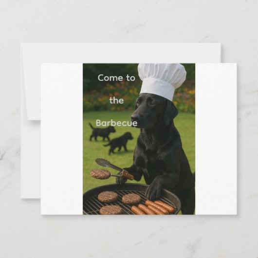 Funny black Labrador grill chef Einladung (Vorderseite)