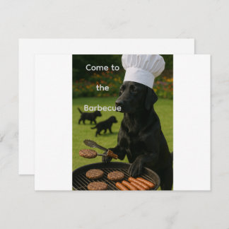 Funny black Labrador grill chef Einladung