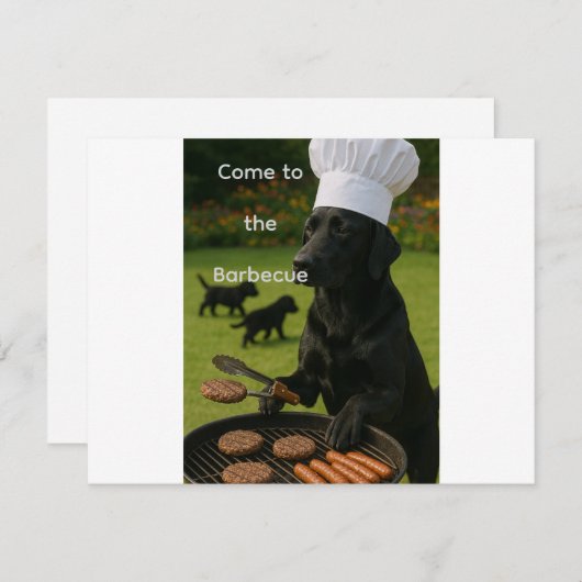 Funny black Labrador grill chef Einladung (Vorne/Hinten)