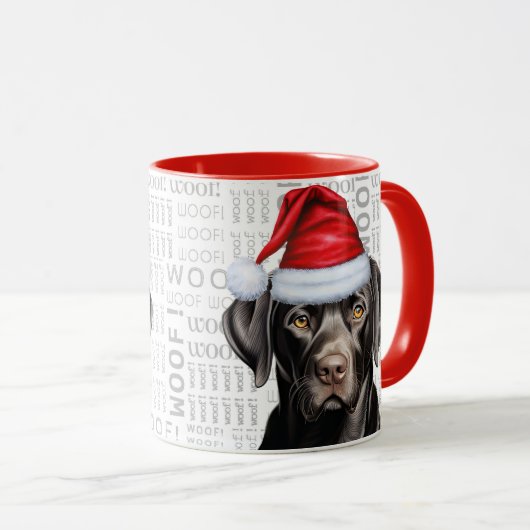 Funny Black Labrador Retriever Christmas Dog Tasse (VorderseiteRechts)