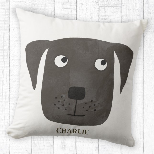Funny Black Labrador Retriever Dog Individuelle Na Kissen (Black Labrador Retriever Dog fun personalized name throw pillow)