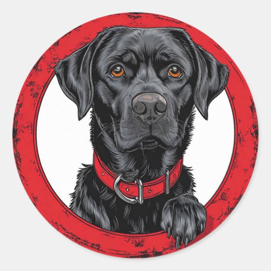 Funny Black Labrador Runder Aufkleber (Vorderseite)