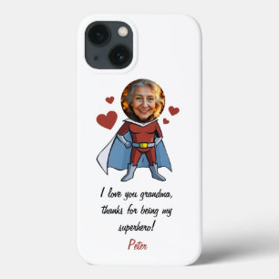 Funny Black & Maroon Cartoon Superhero Grandma Case-Mate iPhone Hülle