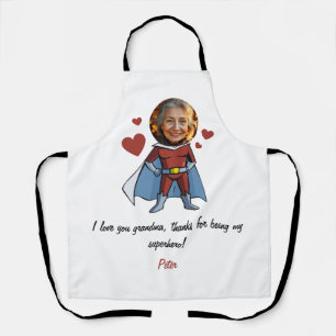 Funny Black & Maroon Cartoon Superhero Grandma Schürze
