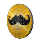 Funny Black Mustache auf Metal Yellow Background Dartscheibe (Vorderseite rechts)