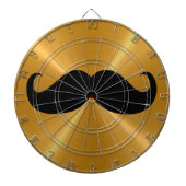 Funny Black Mustache auf Metall Gold Hintergrund Dartscheibe (vorne)