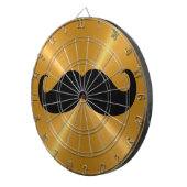 Funny Black Mustache auf Metall Gold Hintergrund Dartscheibe (Vorderseite rechts)