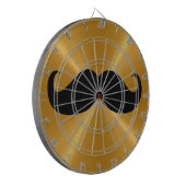 Funny Black Mustache auf Metall Gold Hintergrund Dartscheibe (Vorderseite Links)