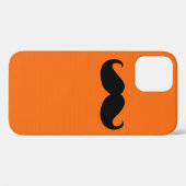 Funny Black Mustache auf Orange Hintergrund Case-Mate iPhone Hülle (Rückseite (Horizontal))